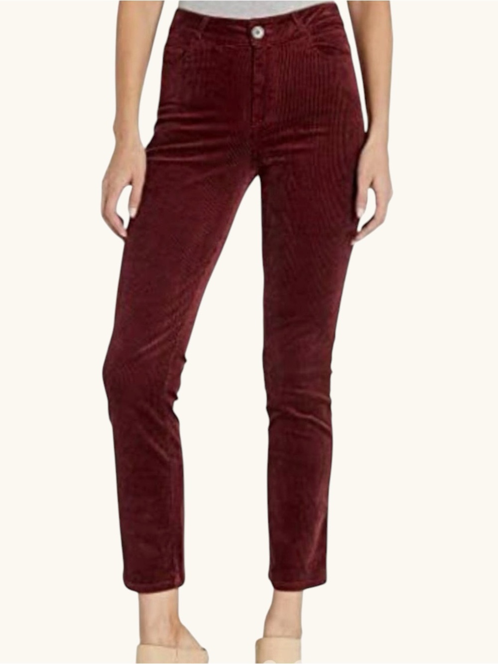 🍷 PAIGE Hoxton Ankle Corduroy Pants –‎ Size 30 (Rich Burgundy) 🍷